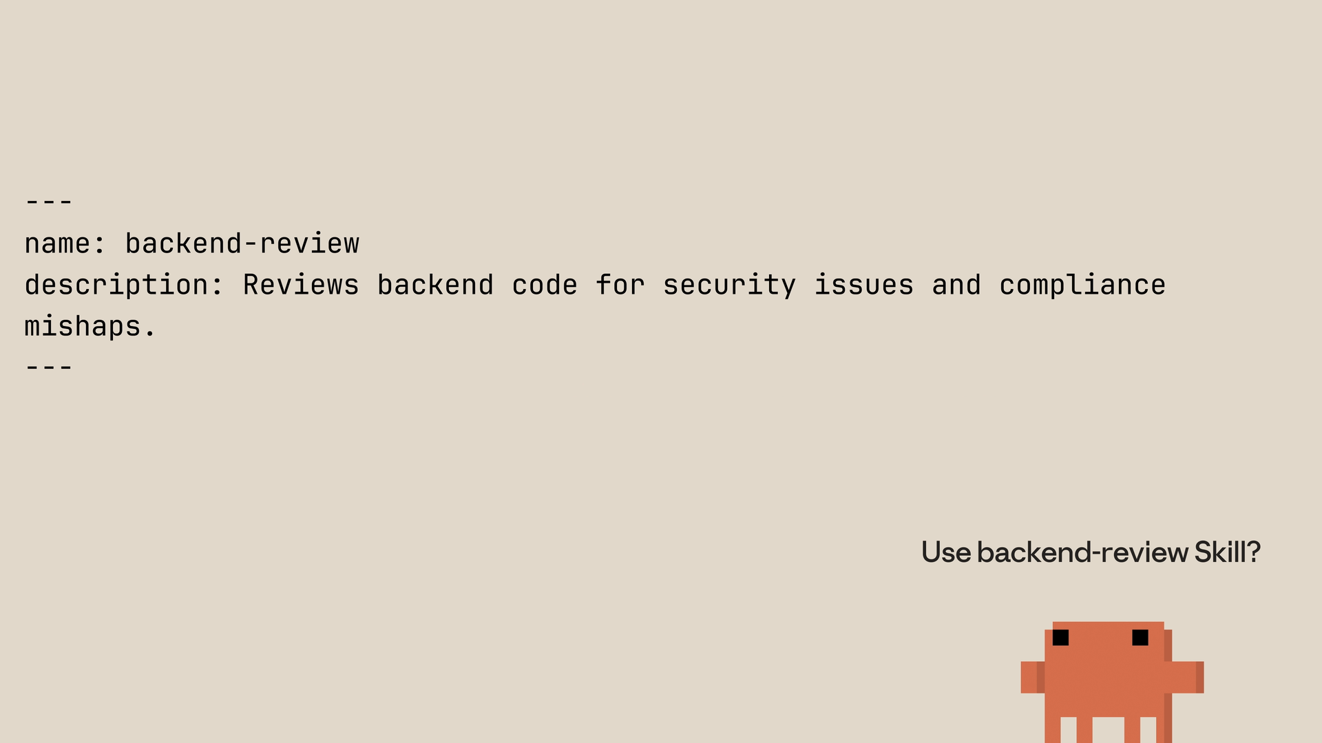 Подсказка Use backend-review Skill рядом с описанием skill