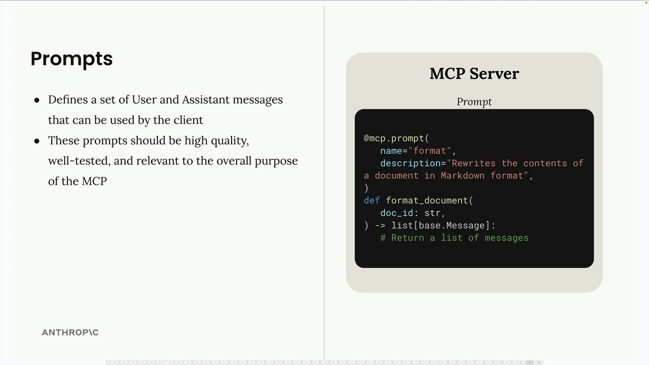MCP-сервер с промптом format, функция format_document возвращает список сообщений.